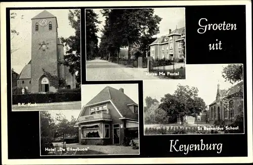 Ak Keyenburg Rotterdam Südholland Niederlande, St Bernardus School, R. K. Kerk, Hotel