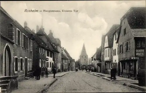 Ak Rosheim Elsass Bas Rhin, Hauptstraße, Unteres Tor