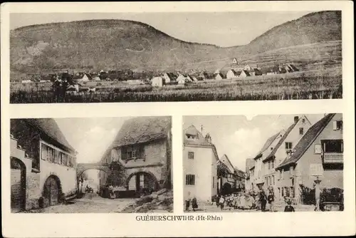Ak Gueberschwihr Geberschweier Elsass Haut Rhin, Totalansicht, Straße