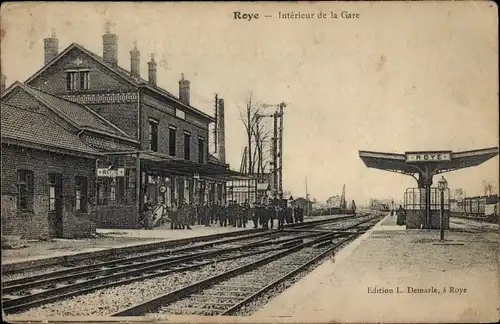 Ak Roye Somme, Interieur de la Gare