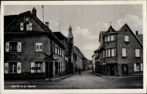 Ak Wœrth sur Sauer Woerth Wörth an der Sauer Elsass Bas Rhin, Straßenpartie, Häuser