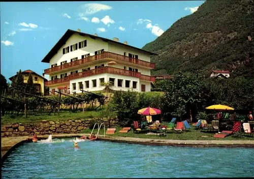 Ak Gargazon Gargazonne Südtirol, Walzlhof, Gasthof zum Turm, Pool