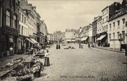 Ak Mons Wallonien Hennegau, Le Marché aux Herbes