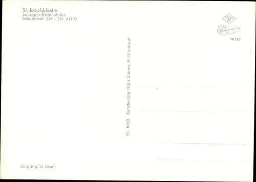 Ak Krahenhöhe Solingen in Nordrhein Westfalen, St. Josefskloster, Innenansicht