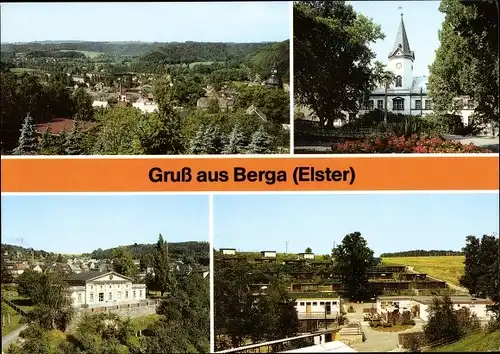 Ak Berga an der Elster Thüringen, Panorama, Rathaus, Klubhaus, Naherholungszentrum Albersdorf