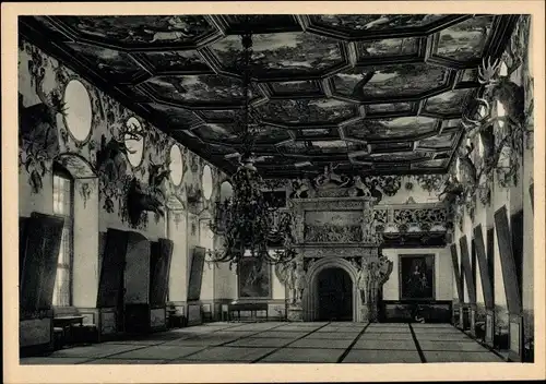 Ak Weikersheim in Tauberfranken, Schloss, Der Große Saal, Deckengemälde