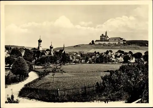 Ak Neresheim in Württemberg, Abtei und Panorama von Westen