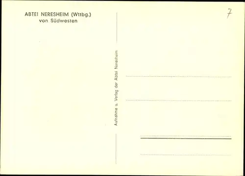 Ak Neresheim in Württemberg, Abtei von Südwesten