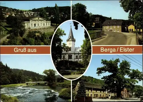 Ak Berga an der Elster Thüringen, Gaststätte Zollhaus, Rathaus, Eiche, An der Elster