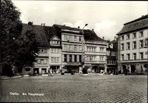 Ak Gotha in Thüringen, Am Hauptmarkt, Geschäft Thomschke, Passanten