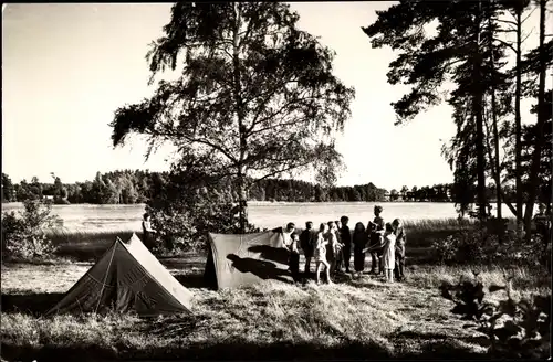 Ak Plothen in Thüringen, Lagerfreuden am großen Hausteich, Zelte