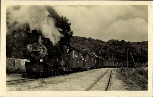 Ak Ostseebad Göhren auf Rügen, Bahnstrecke Putbus-Göhren, Rasender Roland, Dampflok 99 4533