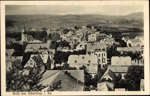 Ak Olbernhau im Erzgebirge, Panorama, Kirchturm