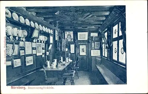 Ak Nürnberg, Bratwurstglöcklein, Innenansicht