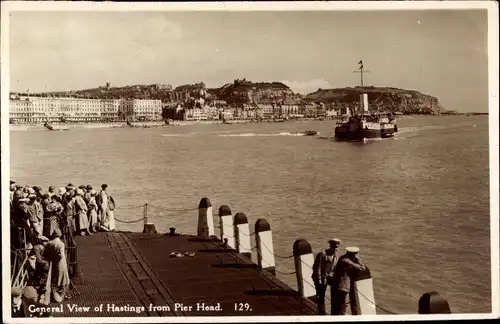 Ak Hastings East Sussex England, General View from Pier Head