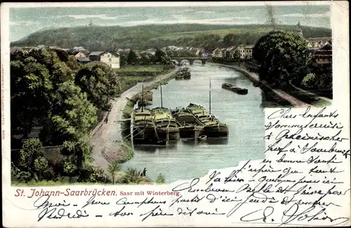 Ak St. Johann Saarbrücken im Saarland, Saar mit Winterberg