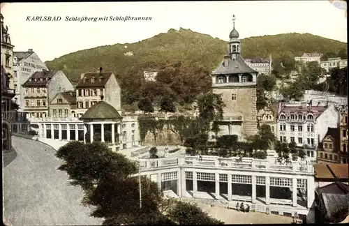 Ak Karlovy Vary Karlsbad Stadt, Schlossberg, Schlossbrunnen