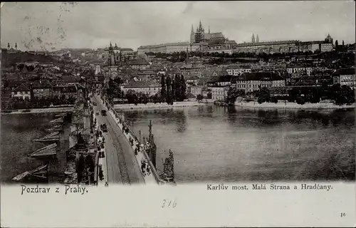 Ak Praha Prag Tschechien, Hradčany Hradschin, Karlsbrücke