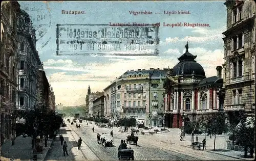 Ak Budapest Ungarn, Lustspiel Theater und Leopold Ringstraße