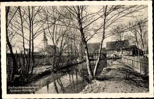Ak Unterwellenborn in Thüringen, Partie am Mühlteich