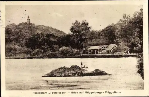 Ak Berlin Köpenick, Müggelberge, Müggelturm, Restaurant Teufelsee