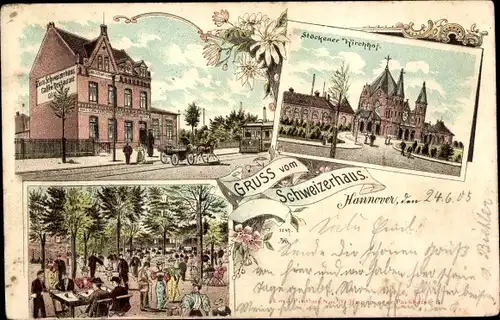 Litho Hannover in Niedersachsen, Restaurant Schweizerhaus, Stöckener Kirchhof