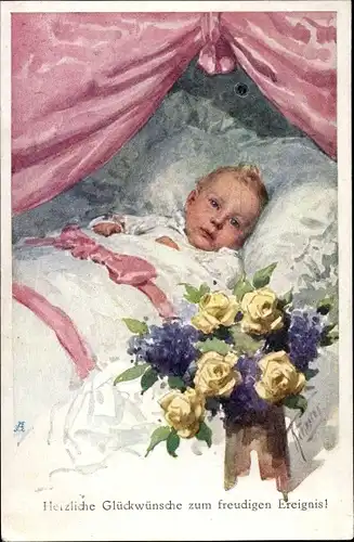 Künstler Ak Feiertag, Karl, Weich gelagert, Kleinkind, BKWI 356-4