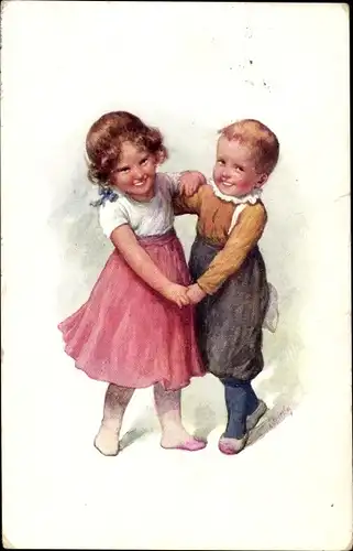 Künstler Ak Junge und Mädchen tanzen, BKWI 393 4