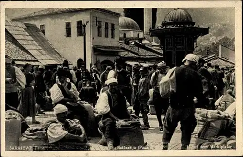 Ak Sarajevo Bosnien Herzegowina, Bascarsija, Marktplatz