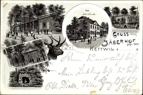 Litho Kettwig Essen im Ruhrgebiet, Gasthaus Jägerhof