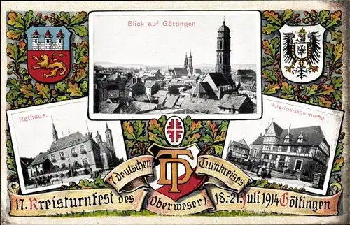 Wappen Ak Göttingen in Niedersachsen, 17. Kreisturnfest 7. Deutscher Turnkreis 1914, Rathaus