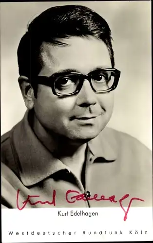 Ak Jazzman Kurt Edelhagen, Portrait, Autogramm, Westdeutscher Rundfunk Köln