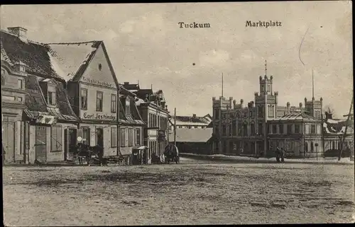 Ak Tukums Tuckum Lettland, Marktplatz, Frühstücksstube Carl Jeshinsky