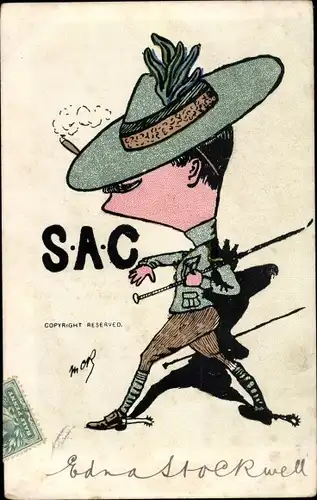 Ak S.A.C. Pfadfinder mit Zigarre, Karikatur