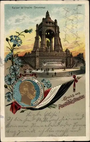 Präge Litho Porta Westfalica in Nordrhein Westfalen, Kaiser Wilhelm I. Denkmal, Portrait