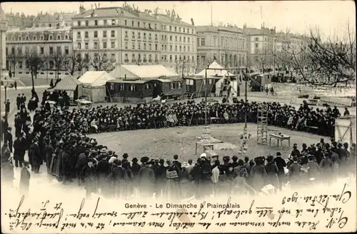 Ak Genève Genf Schweiz, Le Dimanche a Plainpalais, Aufführung