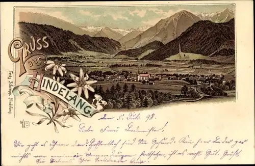 Litho Bad Hindelang im Oberallgäu, Panorama