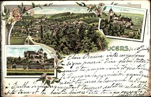 Litho Lucens Kanton Waadt, Panorama, le Chateau, les fabriques