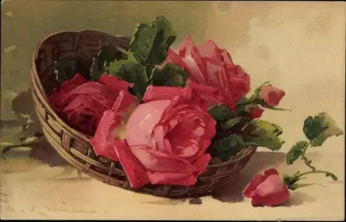 Künstler Litho Klein, Catharina, Rosenblüten in einem Korb