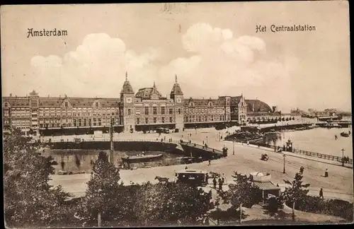 Ak Amsterdam Nordholland Niederlande, het Centraalstation, Bahnhof