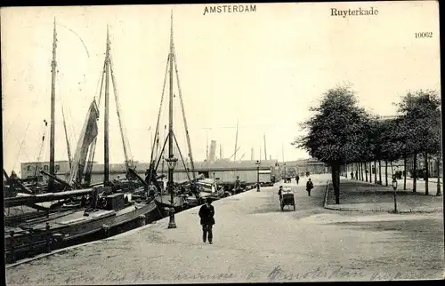 Ak Amsterdam Nordholland Niederlande, Ruyterkade, Hafen