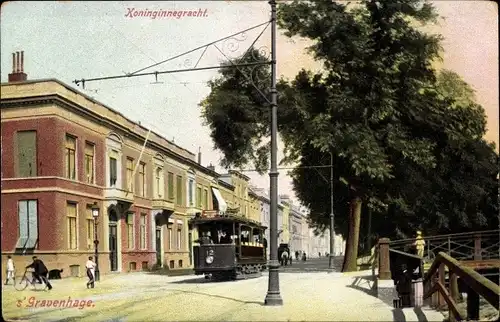 Ak  's Gravenhage Den Haag Südholland, Koninginnegracht, Straßenbahn