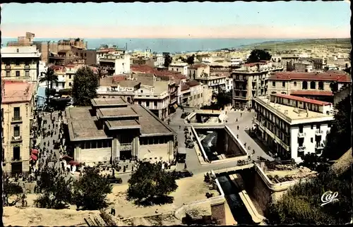 Ak Mostaganem Oran Algerien, Vue generale sur le Marche et les Ponts du Ravin