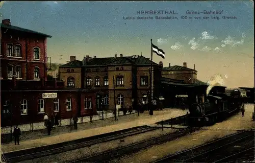 Ak Herbesthal Lontzen Wallonien Lüttich, Grenzbahnhof, Gleisseite, La Gare