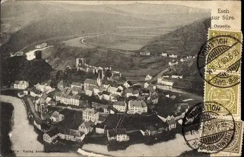 Ak Esch sur Sure Esch an der Sauer Luxemburg, Ostseite, Panorama