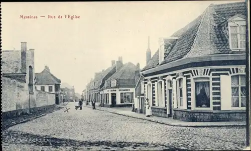 Ak Messines Mesen Westflandern, Rue de l'Eglise, Estaminet