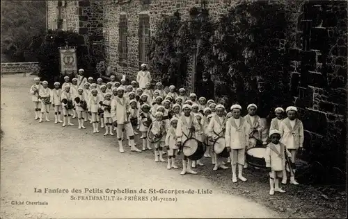 Ak Saint Fraimbault de Prières Mayenne, La Fanfare des Petits Orphelins de Saint Georges de Lisle