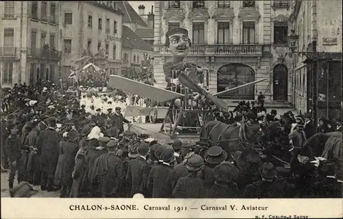 Ak Chalon sur Saône Saône et Loire, Carnaval 1911, V. Aviateur