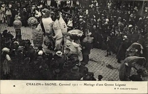 Ak Chalon sur Saône Saône et Loire, Carnaval 1911, Mariage d'une Grosse Legume