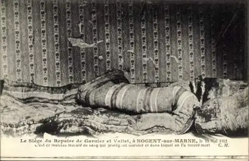 Ak Nogent sur Marne Val de Marne, Le Siege du Repaire de Garnier et Vallet 1912, Matelas